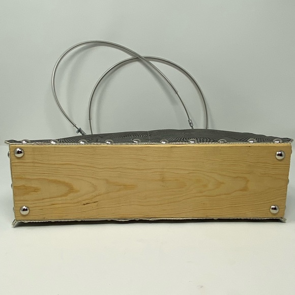 Bags Hardware By Renee Silver Gray Purse Wood Bottom Industrial Style